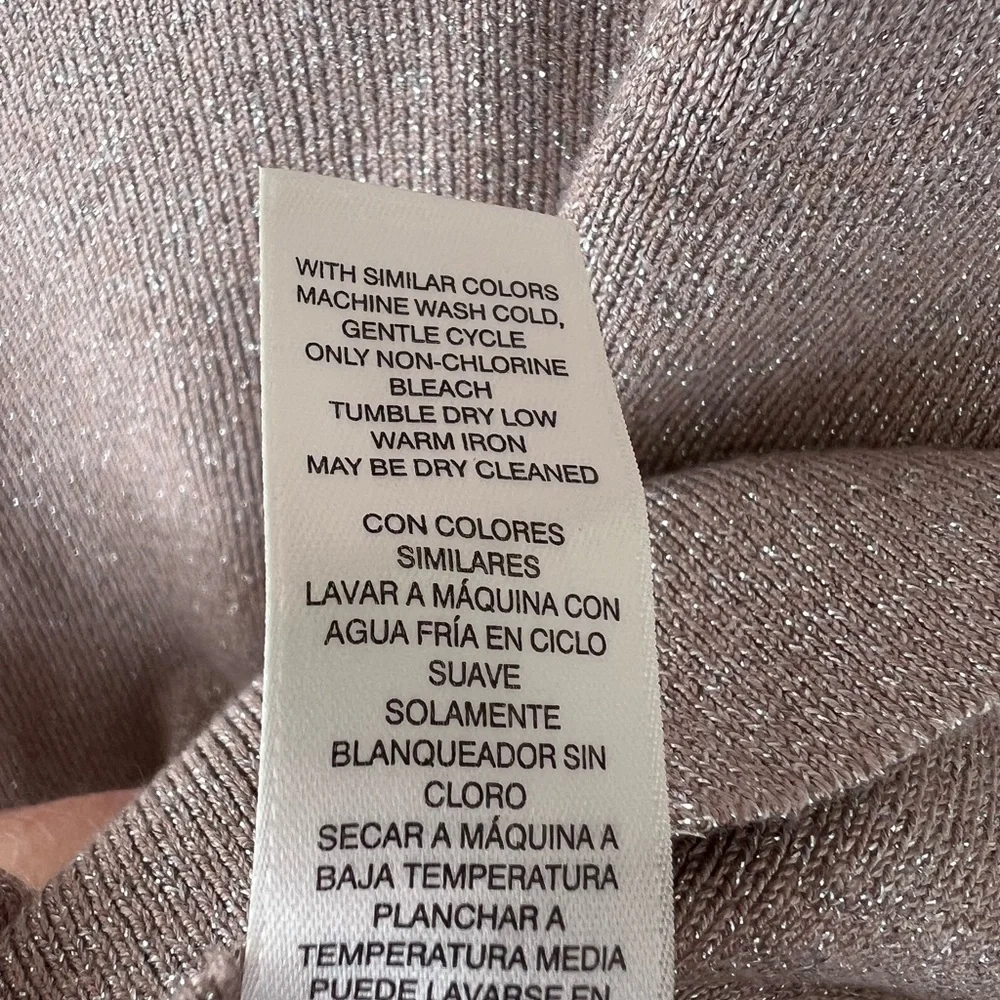 White House Black Market (WHBM) tan with gold shimmer sweater Square Neck Small